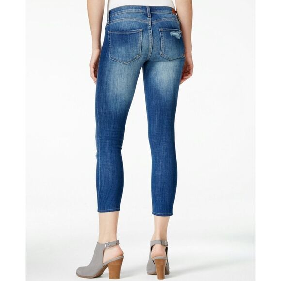 New! DITTOS Women's Cropped Ankle Skinny Blue Jeans Denim Distressed Mid-Rise - Picture 3 of 3